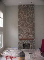 Cultured Stone Fireplace Under Construction